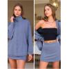 imageEXLURA Womens Sweatsuits 2 Piece Outfits Zip Up Sweatshirts Matching Skort Casual Sweat Set Tennis Jogger Tracksuit Fall 2025Grey Blue