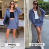 imageEXLURA Womens Sweatsuits 2 Piece Outfits Zip Up Sweatshirts Matching Skort Casual Sweat Set Tennis Jogger Tracksuit Fall 2025Grey Blue