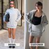 imageEXLURA Womens Sweatsuits 2 Piece Outfits Zip Up Sweatshirts Matching Skort Casual Sweat Set Tennis Jogger Tracksuit Fall 2025Light Grey