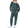 imageEXLURA Womens Cotton Sweatsuits 2 Piece Set Long Sleeve Cold Shoulder Pullover Tops Sweat Pants Lounge Sets Travel TracksuitDark Green