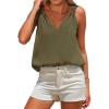 imageEXLURA Womens Summer Tank Top Business Casual V Neck Knotted Sleeveless Blouses Fashion Trendy Dressy Work Shirt Outfits 2025Army Green