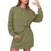 imageEXLURA Women 2 Piece Sets Cotton Tracksuits Workout Set Crewneck Sweatshirt Skort Short Skirt Fall Tennis Sweat Suits PocketsArmy Green