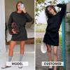 imageEXLURA Women 2 Piece Sets Cotton Tracksuits Workout Set Crewneck Sweatshirt Skort Short Skirt Fall Tennis Sweat Suits PocketsBlack