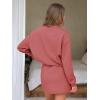 imageEXLURA Women 2 Piece Sets Cotton Tracksuits Workout Set Crewneck Sweatshirt Skort Short Skirt Fall Tennis Sweat Suits PocketsDark Red