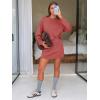 imageEXLURA Women 2 Piece Sets Cotton Tracksuits Workout Set Crewneck Sweatshirt Skort Short Skirt Fall Tennis Sweat Suits PocketsDark Red