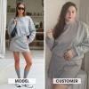 imageEXLURA Women 2 Piece Sets Cotton Tracksuits Workout Set Crewneck Sweatshirt Skort Short Skirt Fall Tennis Sweat Suits PocketsGrey