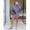 imageEXLURA Women 2 Piece Sets Cotton Tracksuits Workout Set Crewneck Sweatshirt Skort Short Skirt Fall Tennis Sweat Suits PocketsGrey Blue