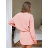 imageEXLURA Women 2 Piece Sets Cotton Tracksuits Workout Set Crewneck Sweatshirt Skort Short Skirt Fall Tennis Sweat Suits PocketsPink