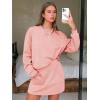 imageEXLURA Women 2 Piece Sets Cotton Tracksuits Workout Set Crewneck Sweatshirt Skort Short Skirt Fall Tennis Sweat Suits PocketsPink
