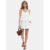 imageEXLURA Womens Summer Romper Dress 2025 V Neck Spaghetti Strap Pleated Shorts Jumpsuit Beach Vacation Outfits with PocketsWhite