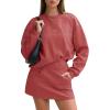 imageEXLURA Women 2 Piece Sets Cotton Tracksuits Workout Set Crewneck Sweatshirt Skort Short Skirt Fall Tennis Sweat Suits PocketsDark Red