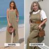 imageEXLURA Women Fall Overalls Denim Loose Fit Wide Leg Bib Jumpsuits Casual Adjustable Baggy Jeans Romper with Pockets 2025Khaki