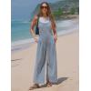 imageEXLURA Women Fall Overalls Denim Loose Fit Wide Leg Bib Jumpsuits Casual Adjustable Baggy Jeans Romper with Pockets 2025Light Blue