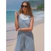 imageEXLURA Women Fall Overalls Denim Loose Fit Wide Leg Bib Jumpsuits Casual Adjustable Baggy Jeans Romper with Pockets 2025Light Blue