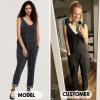 imageEXLURA Womens High Roller Denim Bib Jumpsuits Casual Loose Sleeveless Baggy Overalls Jeans Pants Jumpers with PocketsDenim Grey