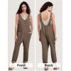 imageEXLURA Womens High Roller Denim Bib Jumpsuits Casual Loose Sleeveless Baggy Overalls Jeans Pants Jumpers with PocketsKhaki