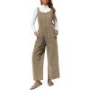 imageEXLURA Women Fall Overalls Denim Loose Fit Wide Leg Bib Jumpsuits Casual Adjustable Baggy Jeans Romper with Pockets 2025Khaki