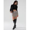 imageEXLURA Womens Button Bodycon Mini Skirt Sexy Night Club High Waist Elastic Y2K Trendy Short Plaid SkirtsCoffee Plaid