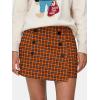 imageEXLURA Womens Button Bodycon Mini Skirt Sexy Night Club High Waist Elastic Y2K Trendy Short Plaid SkirtsOrange Plaid