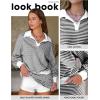 imageEXLURA Womens Cotton Sweatsuits 2 Piece Outfits Striped Sweatshirt Matching Skort Workout Set Long Sleeve Tracksuit Fall 2025Black White