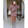 imageEXLURA Womens Cotton Sweatsuits 2 Piece Outfits Striped Sweatshirt Matching Skort Workout Set Long Sleeve Tracksuit Fall 2025Pink Brown