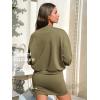 imageEXLURA Womens Fall Two Piece Skirt Sets Cotton Long Sleeve Mock Neck Sweatshirt Skort Matching Set Casual Tennis Outfits 2025Army Green