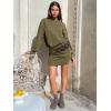 imageEXLURA Womens Fall Two Piece Skirt Sets Cotton Long Sleeve Mock Neck Sweatshirt Skort Matching Set Casual Tennis Outfits 2025Army Green