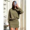 imageEXLURA Womens Fall Two Piece Skirt Sets Cotton Long Sleeve Mock Neck Sweatshirt Skort Matching Set Casual Tennis Outfits 2025Army Green