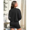 imageEXLURA Womens Fall Two Piece Skirt Sets Cotton Long Sleeve Mock Neck Sweatshirt Skort Matching Set Casual Tennis Outfits 2025Black