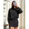 imageEXLURA Womens Fall Two Piece Skirt Sets Cotton Long Sleeve Mock Neck Sweatshirt Skort Matching Set Casual Tennis Outfits 2025Black