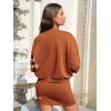 imageEXLURA Womens Fall Two Piece Skirt Sets Cotton Long Sleeve Mock Neck Sweatshirt Skort Matching Set Casual Tennis Outfits 2025Caramel