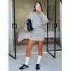imageEXLURA Womens Fall Two Piece Skirt Sets Cotton Long Sleeve Mock Neck Sweatshirt Skort Matching Set Casual Tennis Outfits 2025Grey