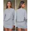 imageEXLURA Womens Fall Two Piece Skirt Sets Cotton Long Sleeve Mock Neck Sweatshirt Skort Matching Set Casual Tennis Outfits 2025Grey