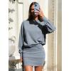 imageEXLURA Womens Fall Two Piece Skirt Sets Cotton Long Sleeve Mock Neck Sweatshirt Skort Matching Set Casual Tennis Outfits 2025Grey Blue