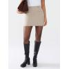 imageEXLURA Womens Tweed Bodycon Mini Skirt High Waist Side Zipper Fall Trendy Pencil Short Skirts Business Casual Outfits PocketsApricot