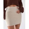 imageEXLURA Womens Tweed Bodycon Mini Skirt High Waist Side Zipper Fall Trendy Pencil Short Skirts Business Casual Outfits PocketsApricot
