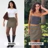 imageEXLURA Womens Tweed Bodycon Mini Skirt High Waist Side Zipper Fall Trendy Pencil Short Skirts Business Casual Outfits PocketsBrown