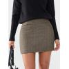 imageEXLURA Womens Tweed Bodycon Mini Skirt High Waist Side Zipper Fall Trendy Pencil Short Skirts Business Casual Outfits PocketsBrown