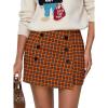 imageEXLURA Womens Button Bodycon Mini Skirt Sexy Night Club High Waist Elastic Y2K Trendy Short Plaid SkirtsOrange Plaid