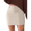 imageEXLURA Womens Tweed Bodycon Mini Skirt High Waist Side Zipper Fall Trendy Pencil Short Skirts Business Casual Outfits PocketsApricot