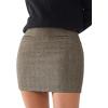 imageEXLURA Womens Tweed Bodycon Mini Skirt High Waist Side Zipper Fall Trendy Pencil Short Skirts Business Casual Outfits PocketsBrown