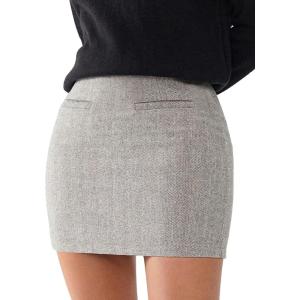 imageEXLURA Womens Tweed Bodycon Mini Skirt High Waist Side Zipper Fall Trendy Pencil Short Skirts Business Casual Outfits PocketsGrey