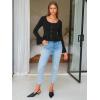 imageEXLURA Women Cropped Cardigan Sweaters Fall Flare Sleeve Button Cardigans Ruffled Hem Cute Sweater Casual Soft Stretchy TopsBlack