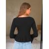 imageEXLURA Women Cropped Cardigan Sweaters Fall Flare Sleeve Button Cardigans Ruffled Hem Cute Sweater Casual Soft Stretchy TopsBlack