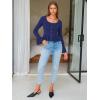 imageEXLURA Women Cropped Cardigan Sweaters Fall Flare Sleeve Button Cardigans Ruffled Hem Cute Sweater Casual Soft Stretchy TopsDark Blue