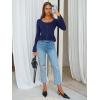 imageEXLURA Women Cropped Cardigan Sweaters Fall Flare Sleeve Button Cardigans Ruffled Hem Cute Sweater Casual Soft Stretchy TopsDark Blue