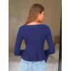 imageEXLURA Women Cropped Cardigan Sweaters Fall Flare Sleeve Button Cardigans Ruffled Hem Cute Sweater Casual Soft Stretchy TopsDark Blue