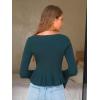 imageEXLURA Women Cropped Cardigan Sweaters Fall Flare Sleeve Button Cardigans Ruffled Hem Cute Sweater Casual Soft Stretchy TopsDark Green