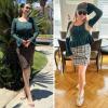 imageEXLURA Women Cropped Cardigan Sweaters Fall Flare Sleeve Button Cardigans Ruffled Hem Cute Sweater Casual Soft Stretchy TopsDark Green