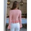 imageEXLURA Women Cropped Cardigan Sweaters Fall Flare Sleeve Button Cardigans Ruffled Hem Cute Sweater Casual Soft Stretchy TopsLight Pink